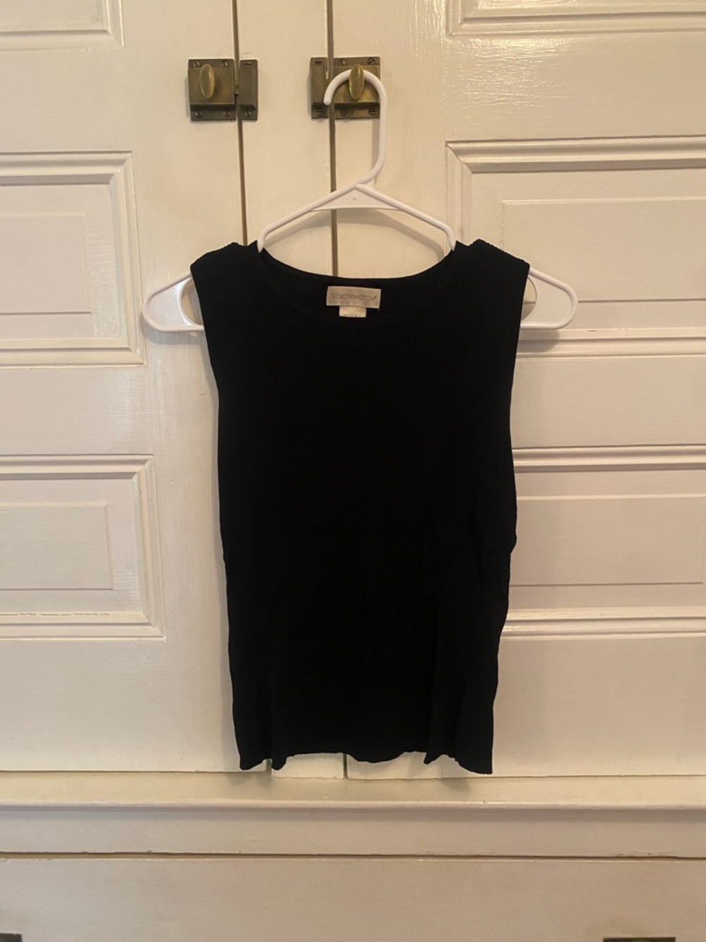 Worthington Black Ribbed Crewneck Tank